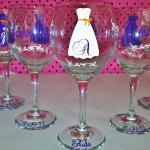 Set Of 7 Personalized Bridesmaid Wine Glasses...