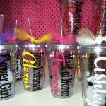 9 Personalized Acrylic Cups With Lids And Straws...