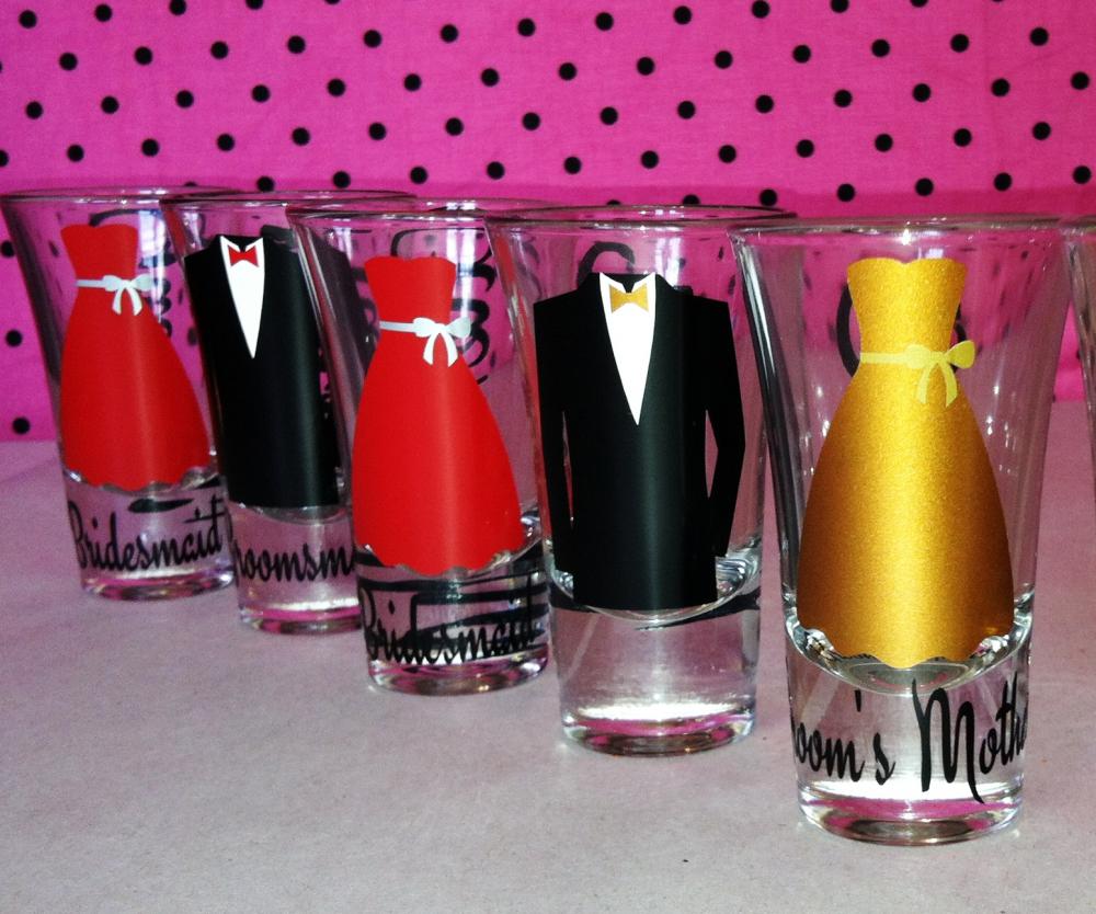 14 Personalized Shot Glasses.great For Bachelorette And Wedding Parties. Dress, Tux Or Mustach
