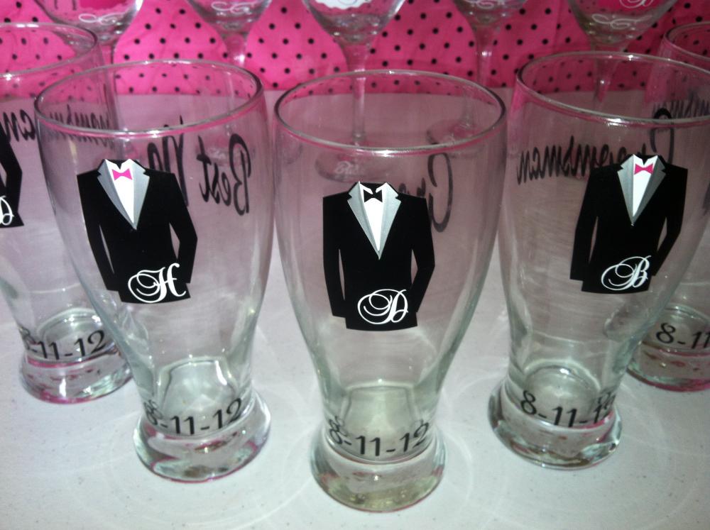 10 Personalized Pilsner Glasses.you Choose Font And Vinyl Colors
