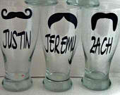 9 Personalized Mustache Pilsner Glasses.you Choose Font And Vinyl Colors